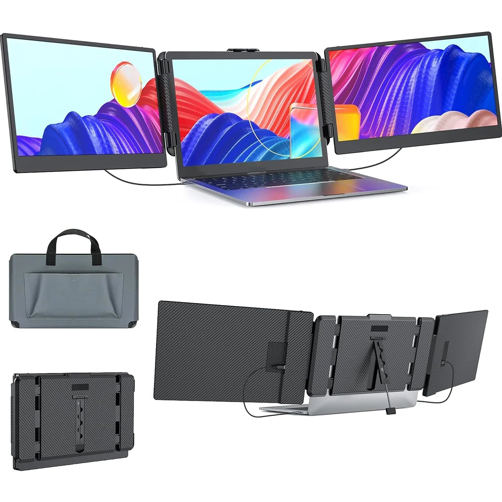 14 Inch Laptop Single/Dual Monitor 1920*1080 IPS P2S Portable Monitor for Laptop Extender Display Dual Extended Display Type-C
