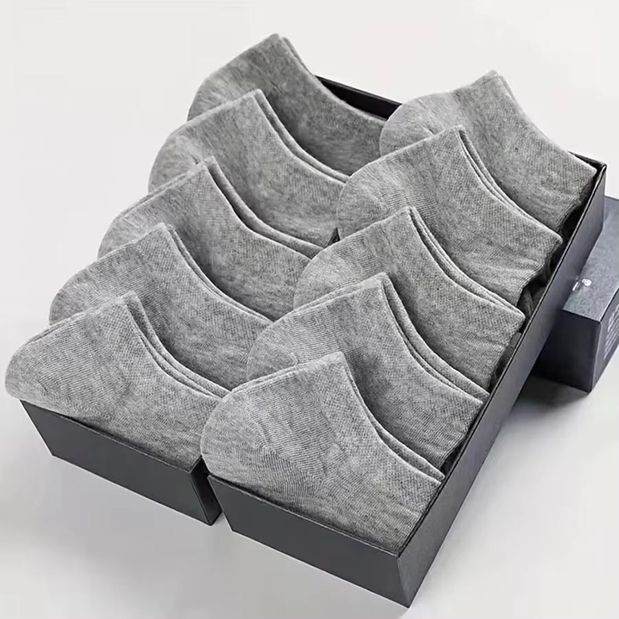 10/12/20/40 Pairs Men Boat Socks Business Sport Sweat Absorption Mature Summer Autumn Solid Color Soft Non Pilling Ankle Socks