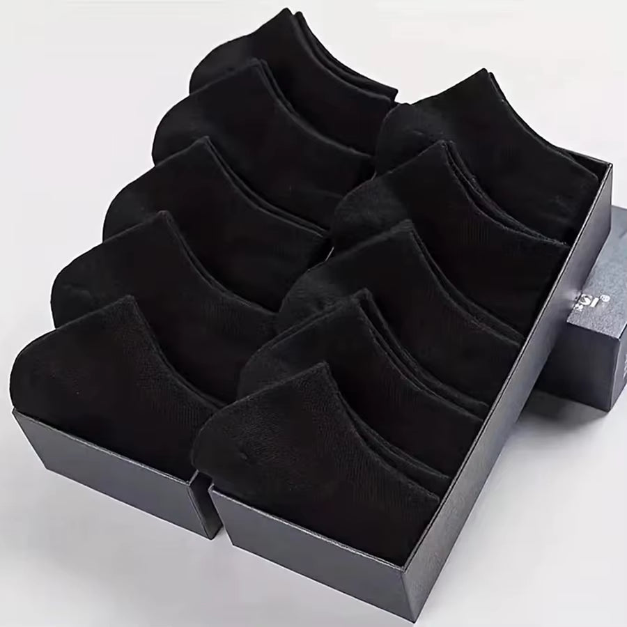 10/12/20/40 Pairs Men Boat Socks Business Sport Sweat Absorption Mature Summer Autumn Solid Color Soft Non Pilling Ankle Socks